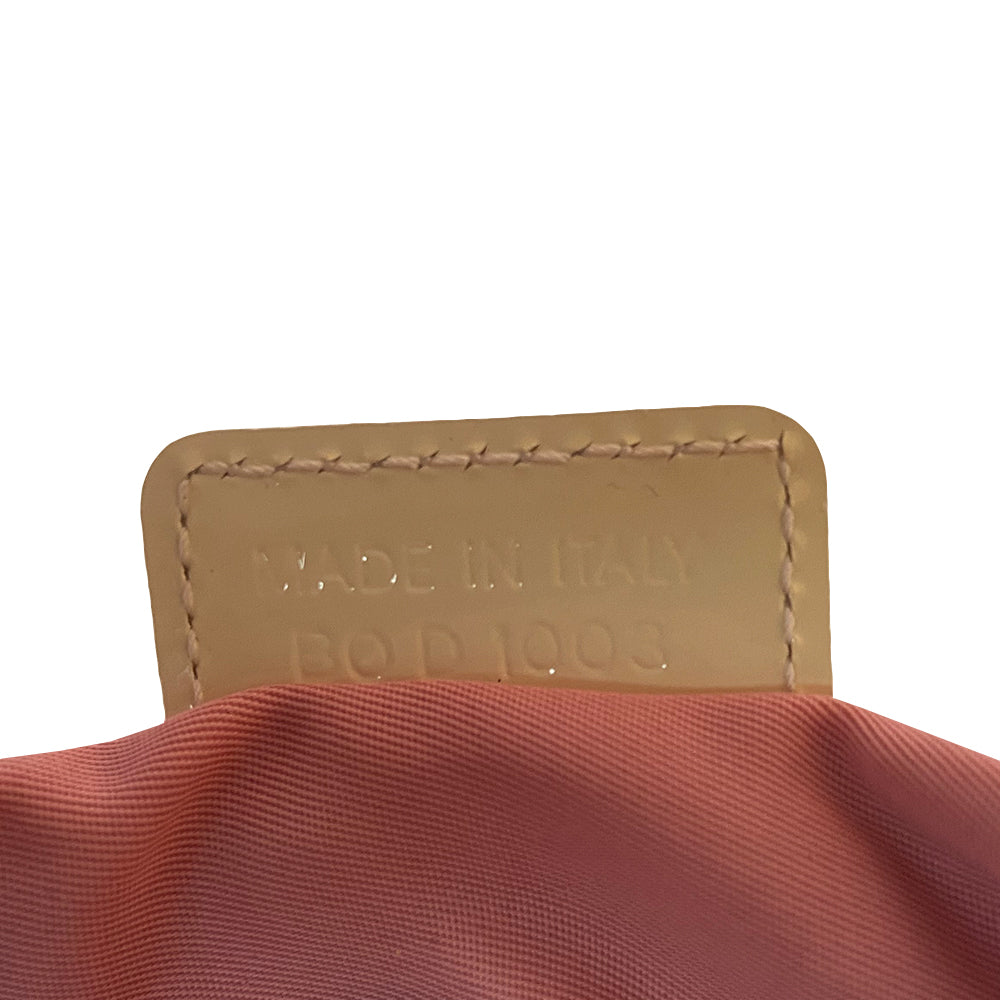 Christian Dior pink monogram canvas No 1 rectangular cross body bag by John Galliano for Dior, 2003. White patent piping, No 1 with 2 white stripe accent. Pink & white canvas shoulder strap attached on one side with silver-tone CD logo metal attachment. Top zip, pink textile interior, one interior zip pocket. Made in Italy