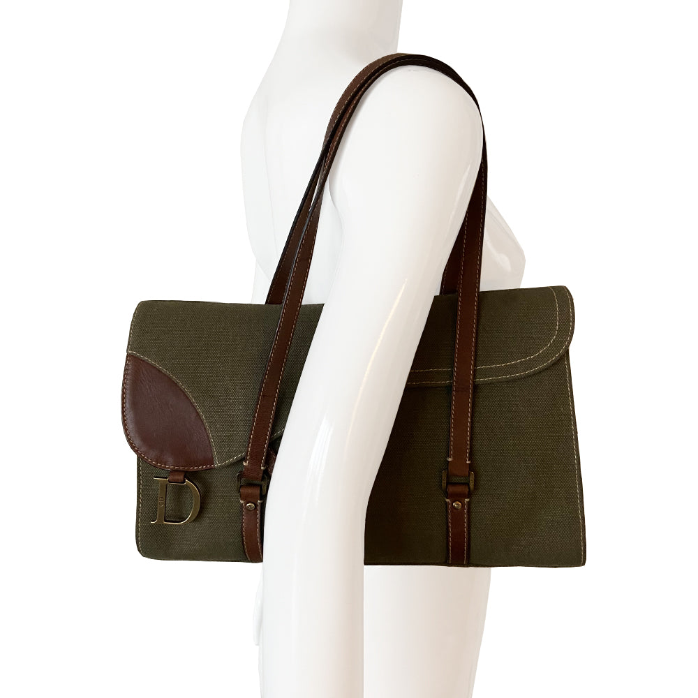 Dior Military Canvas Saddle Bag Tote