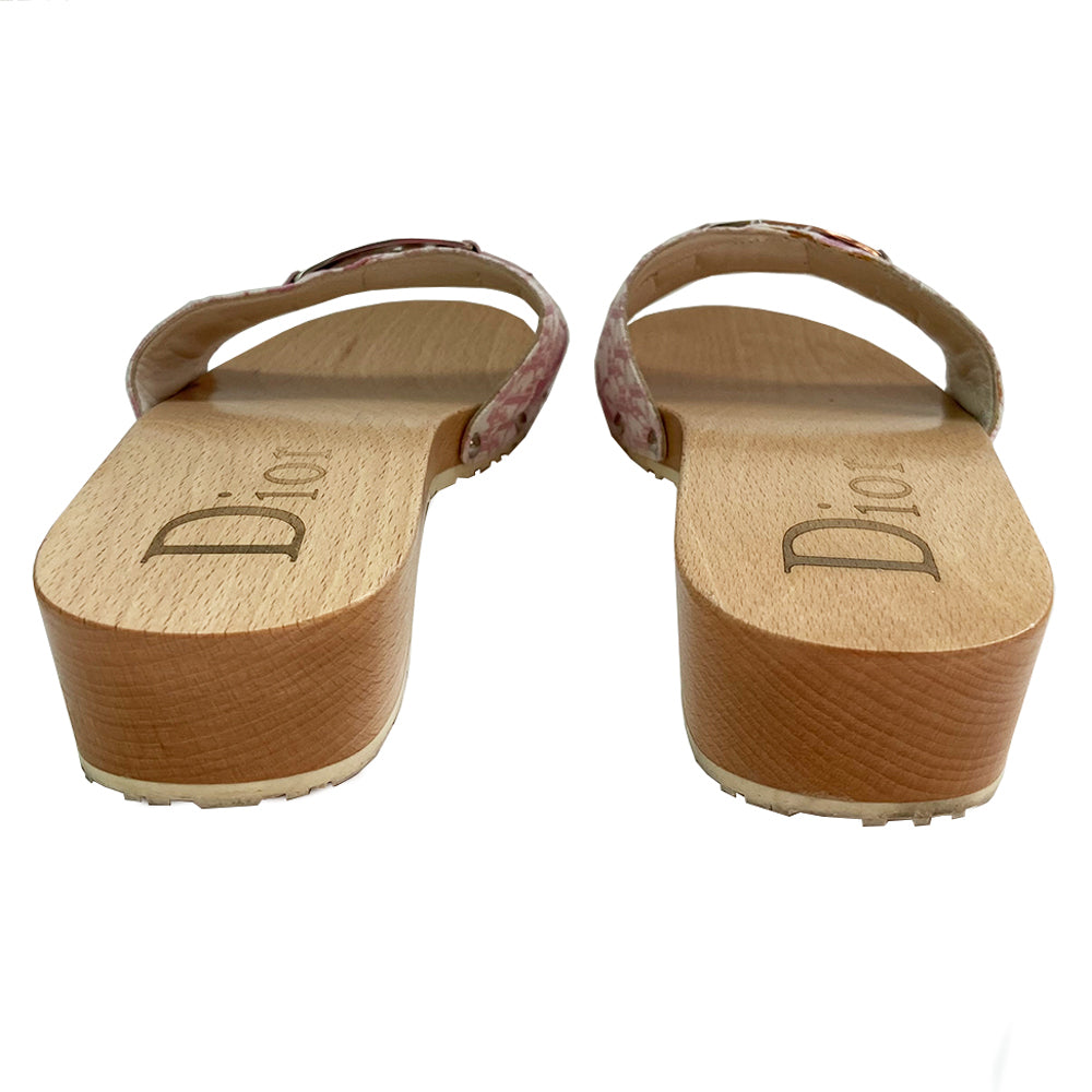 Christian Dior Girly Floral Diorissimo Canvas Open Toe Slides Sandals - 8.5