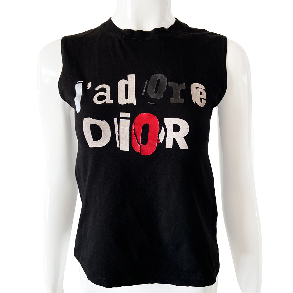 Christian Dior J’Adore Dior Ransom Note Letters Sleeveless Tee - M