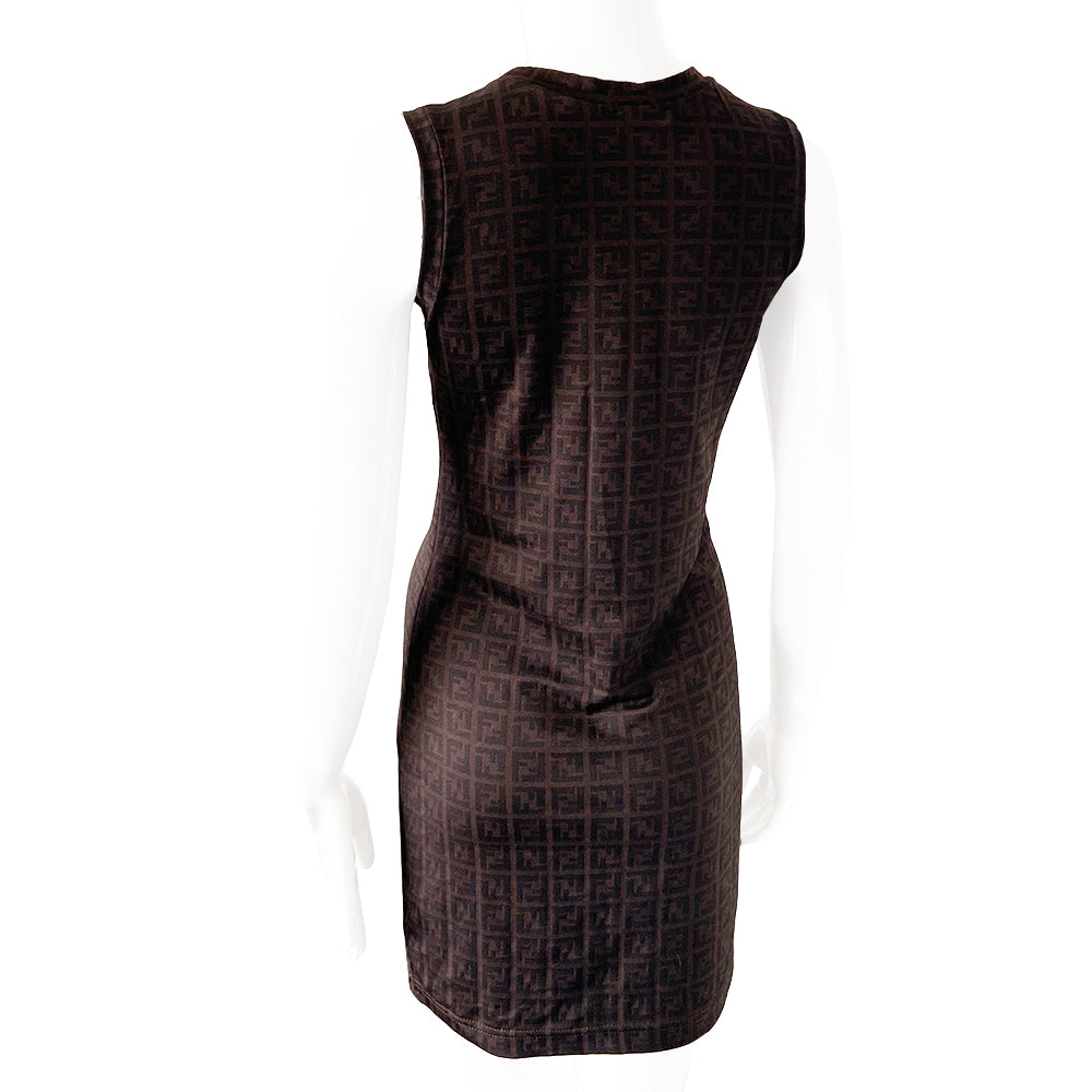 Fendi FF Monogram Zucca Stretch Knit Fabric Dress - S/M