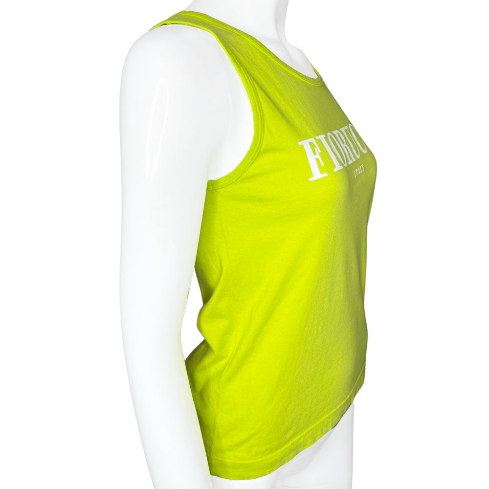 Fiorucci Logo Tank Top Circa 1990's Lime green tank top with "Fiorucci Italy" logo in contrast white lettering.