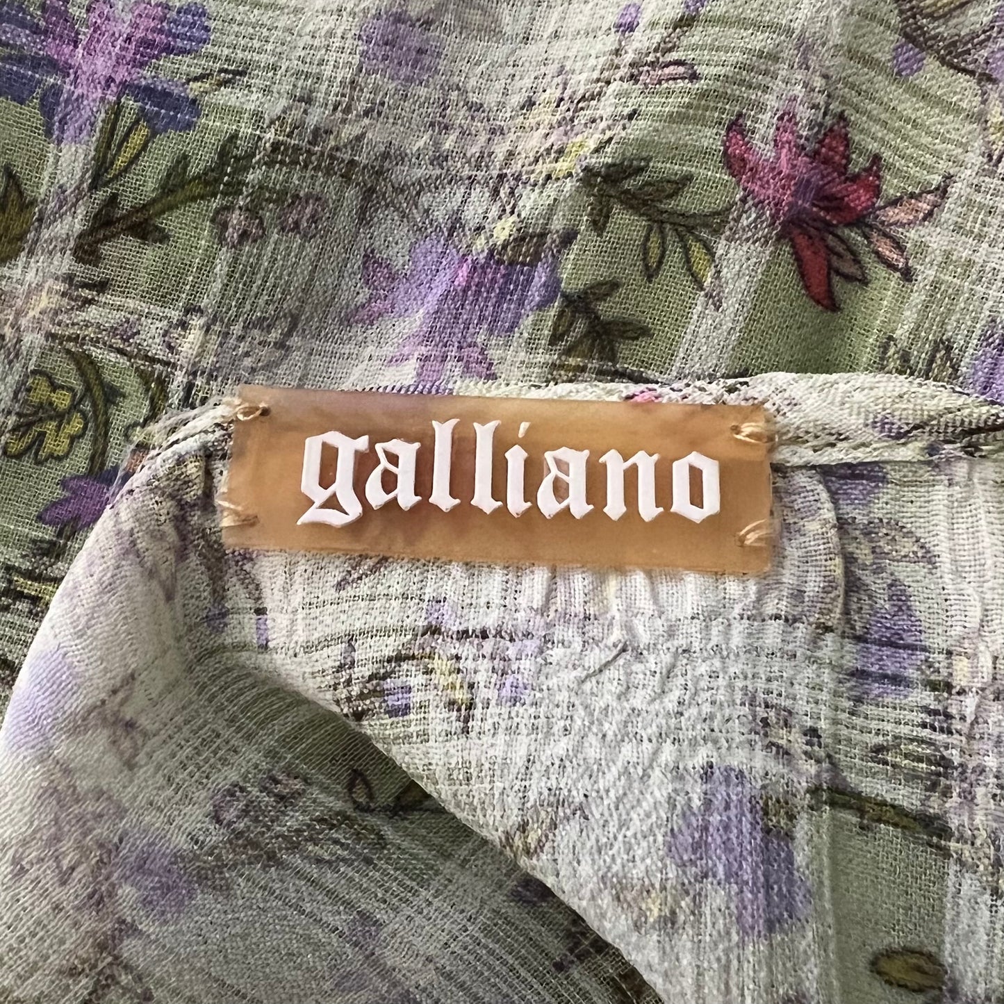 Galliano Floral Pleated Bottom Button Dress