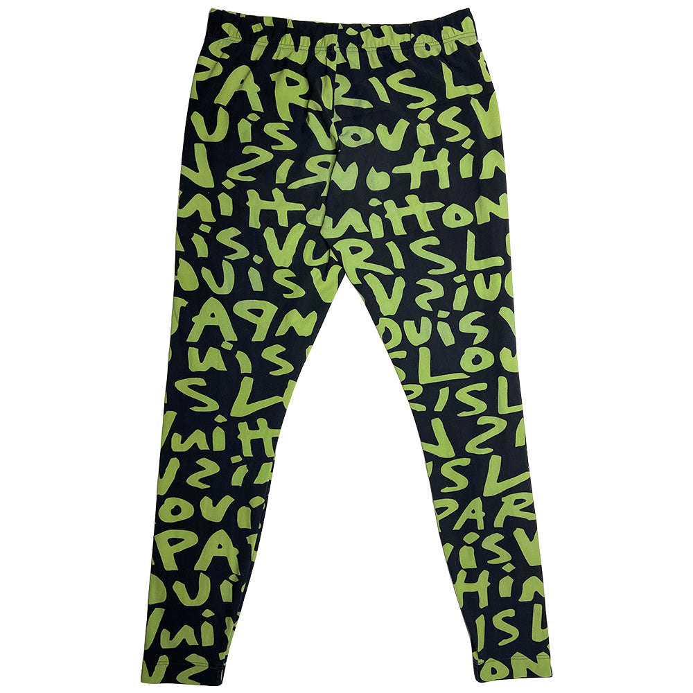 Stephen Sprouse for Louis Vuitton, 2008 green on black Graffiti leggings. Made in France