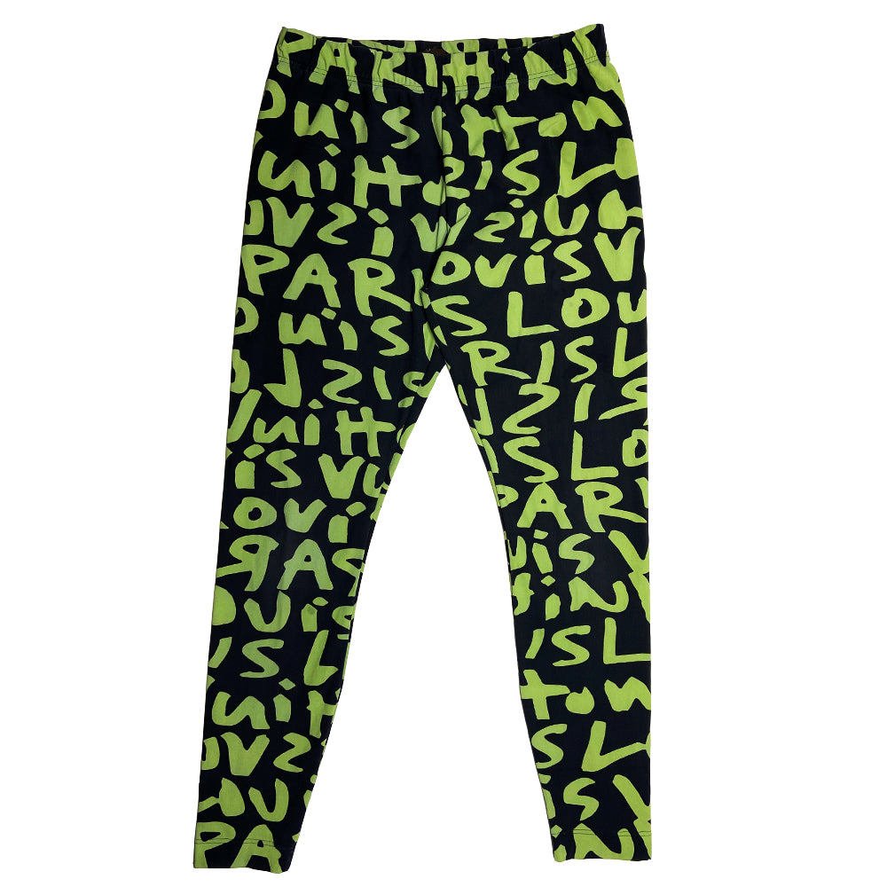 Stephen Sprouse for Louis Vuitton, 2008 green on black Graffiti leggings. Made in France