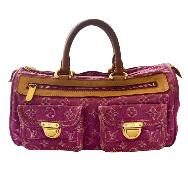 Louis Vuitton Neo Speedy M95214 Fuchsia Pink Monogram Denim Duffle Handbag