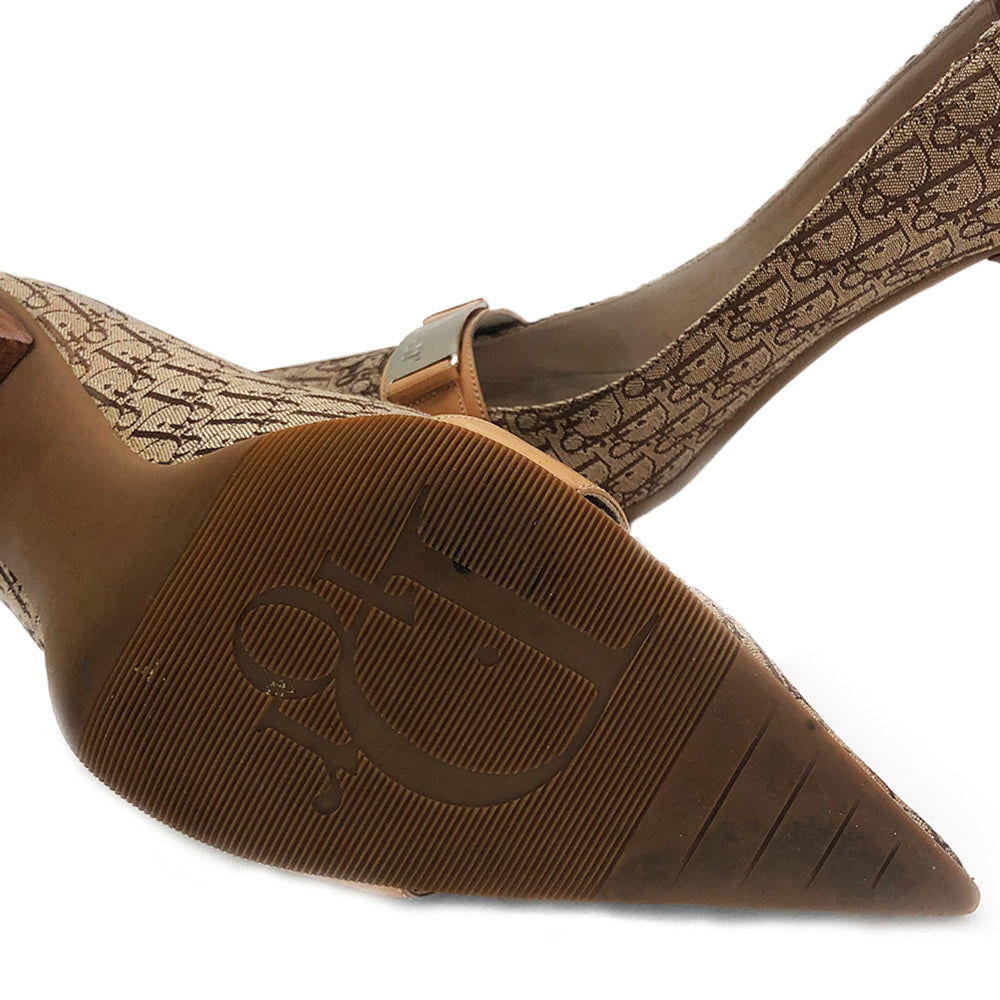 Dior Brown Monogram Trotter Heels - 40