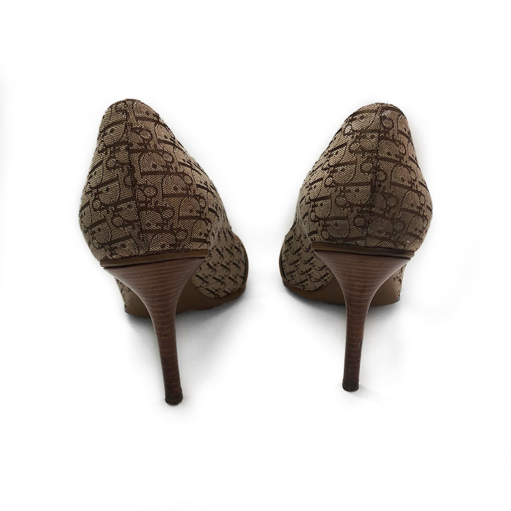 Dior Brown Monogram Trotter Heels - 40