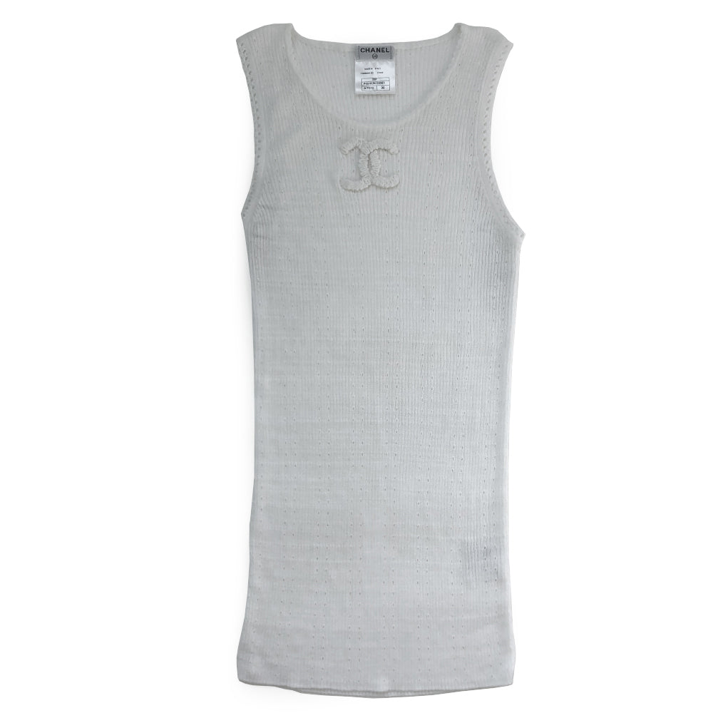 Vintage Chanel Logo Knit Tank Top