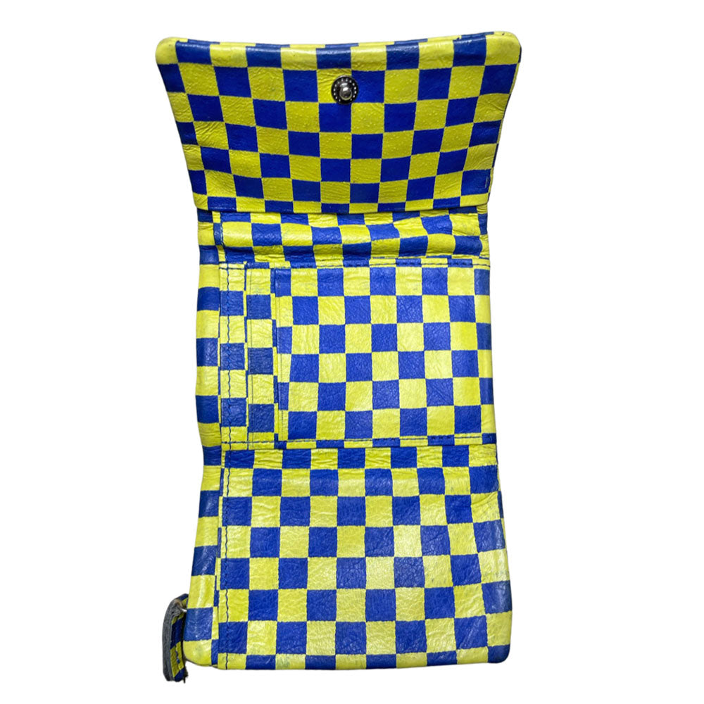 Tsumori Chisato Checkerboard Leather Trifold Leather Wallet