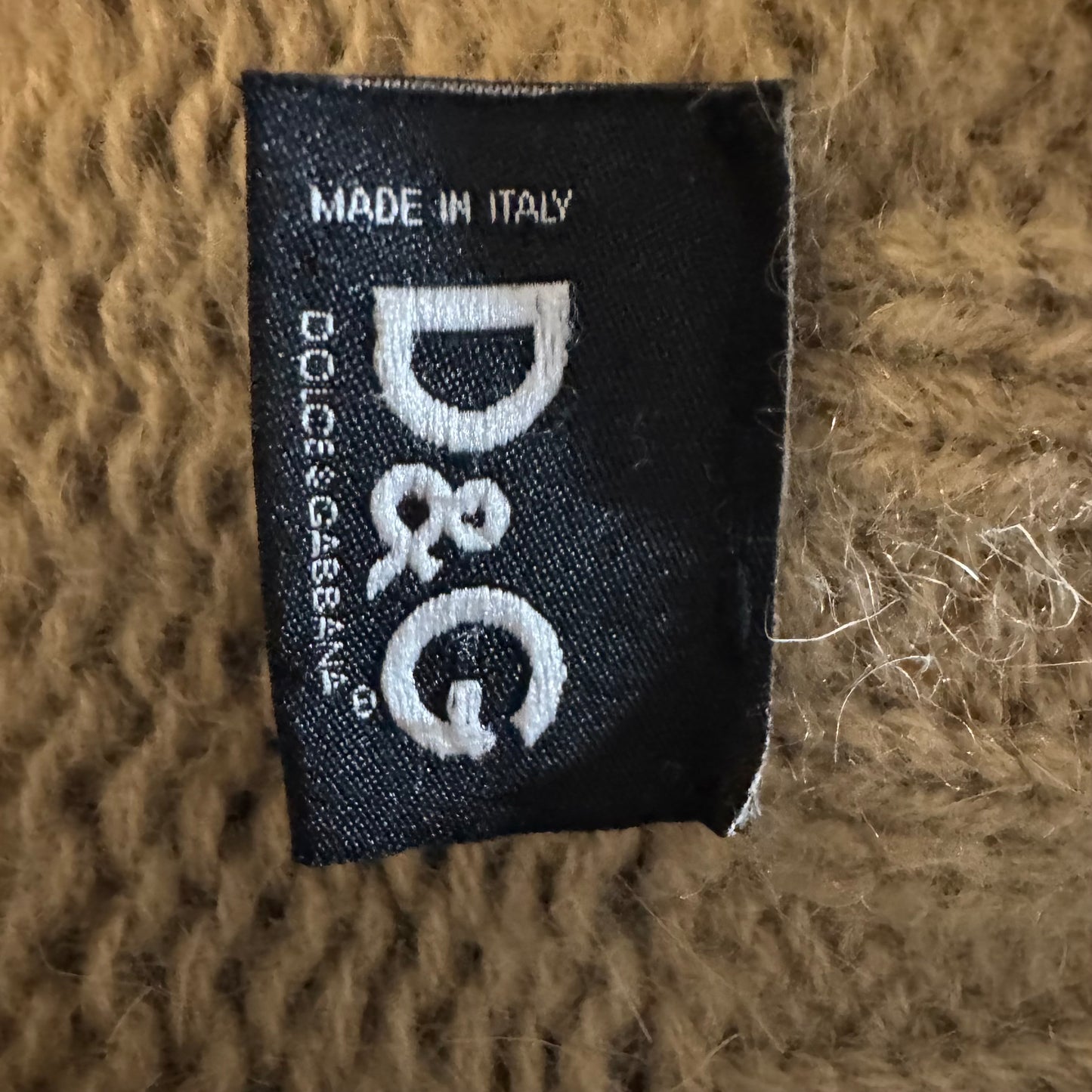 D&G DOLCE AND GABBANA BROWN OMBRE WOOL LOGO PATCH MENS KNIT SWEATER