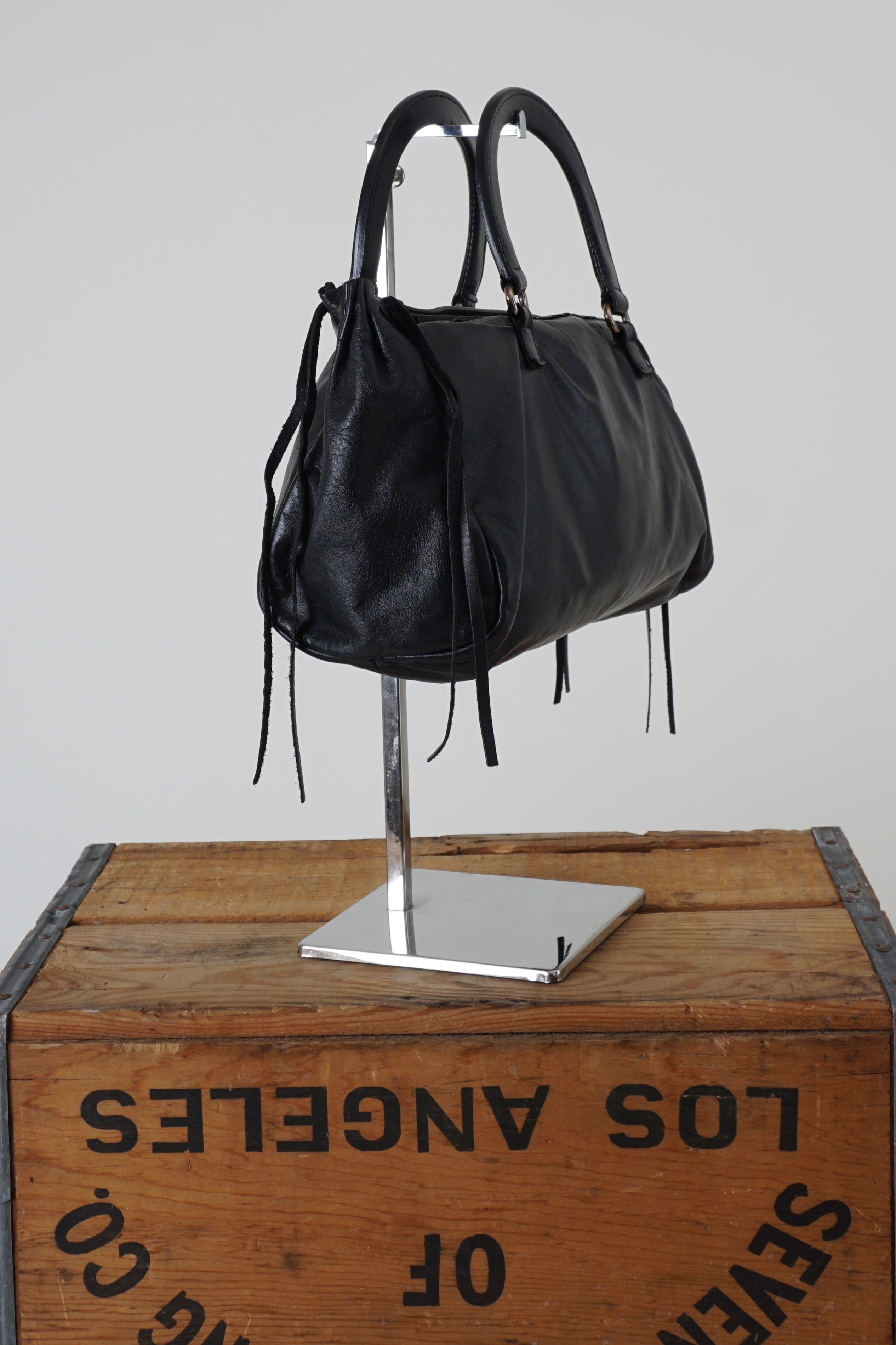 BLACK LAMBSKIN NAPPA TOTE
