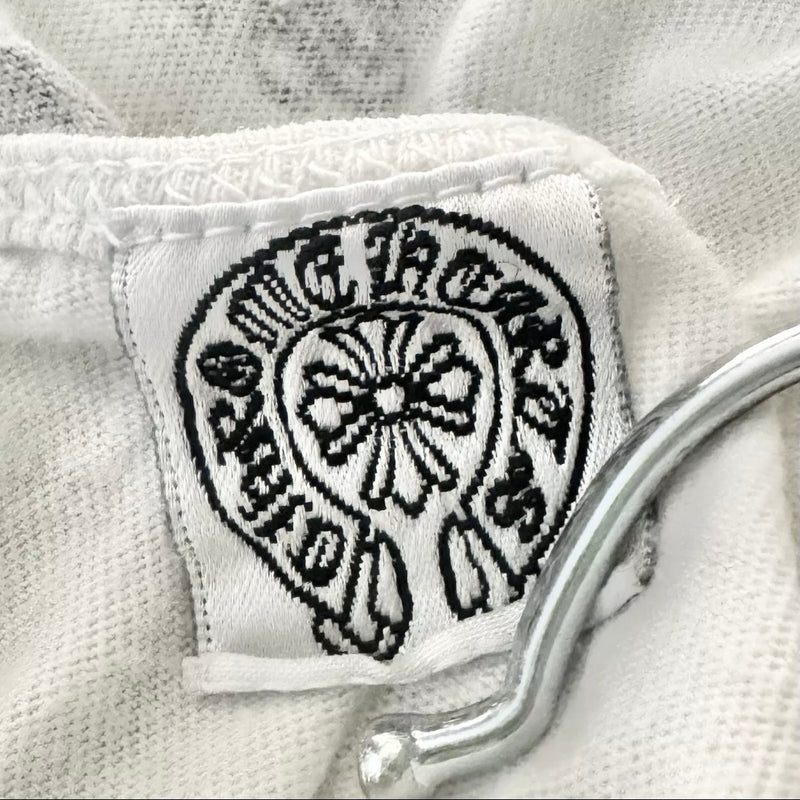 1990s CHROME HEARTS SPAGHETTI STRAP WHITE DAGGER LOGO TANK