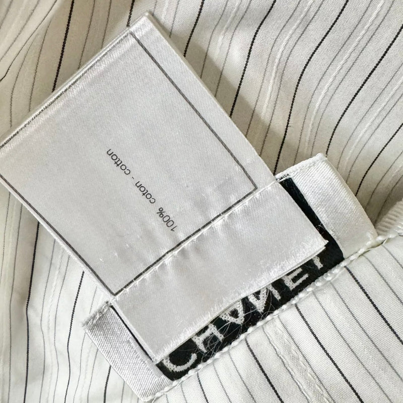 CHANEL 2001 CRUISE POPLIN STRIPE PLEATED SKIRT