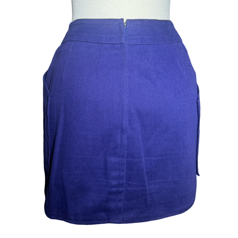 1970s CELINE GOLD CHAIN LOGO POCKET NAVY MINI SKIRT