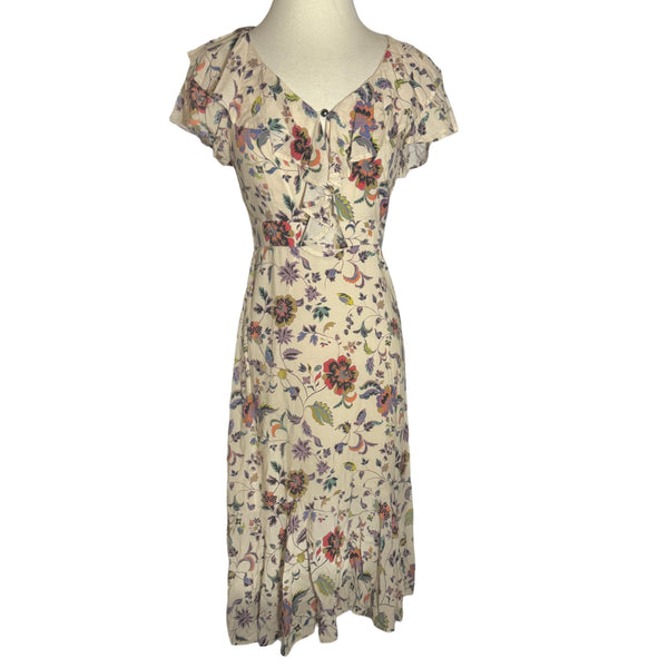 ANNA SUI FLORAL RUFFLE MAXI DRESS