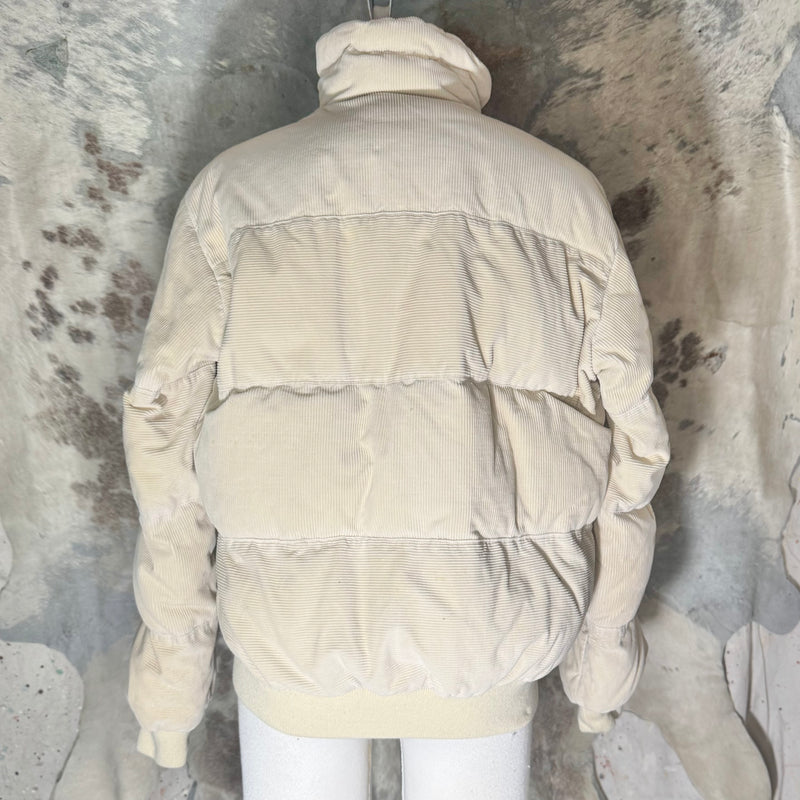 1970'S MONCLER CREAM DOWN CORDUROY PUFFER JACKET