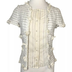 CHANEL 2005 CRUISE TWEED STRIPE SHORT SLEEVE JACKET