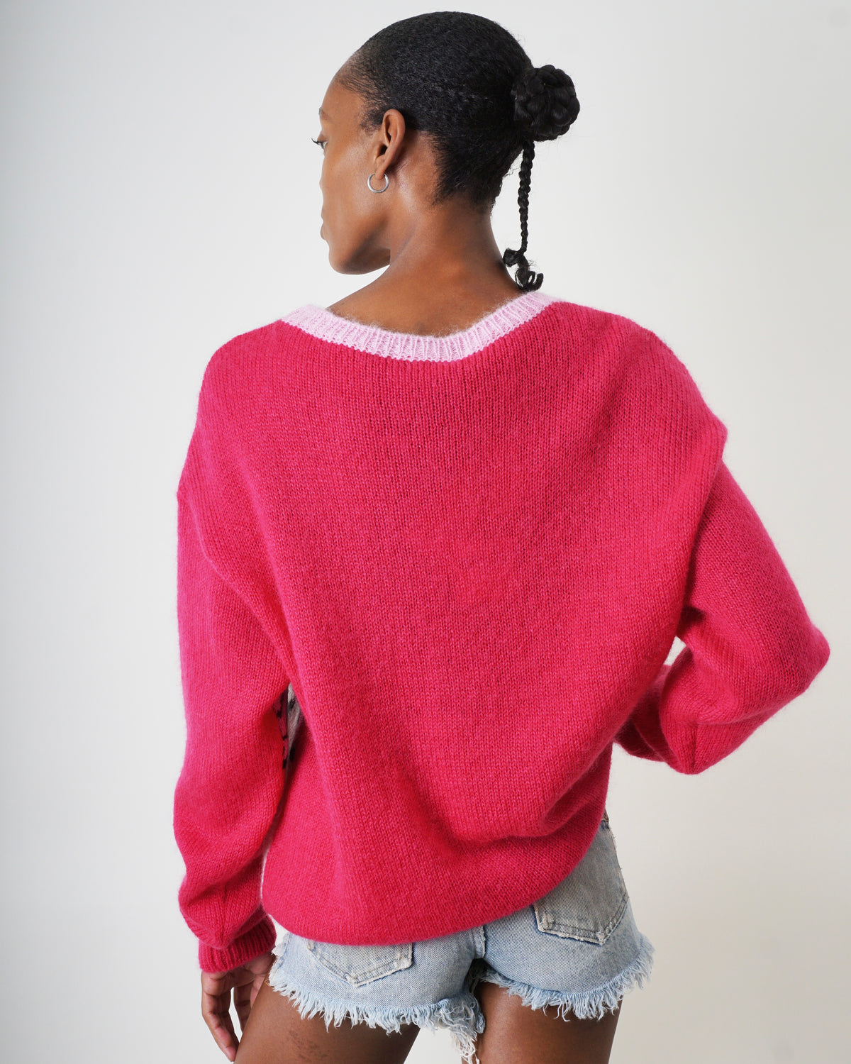 MOSCHINO oversized pop art pink knit sweater