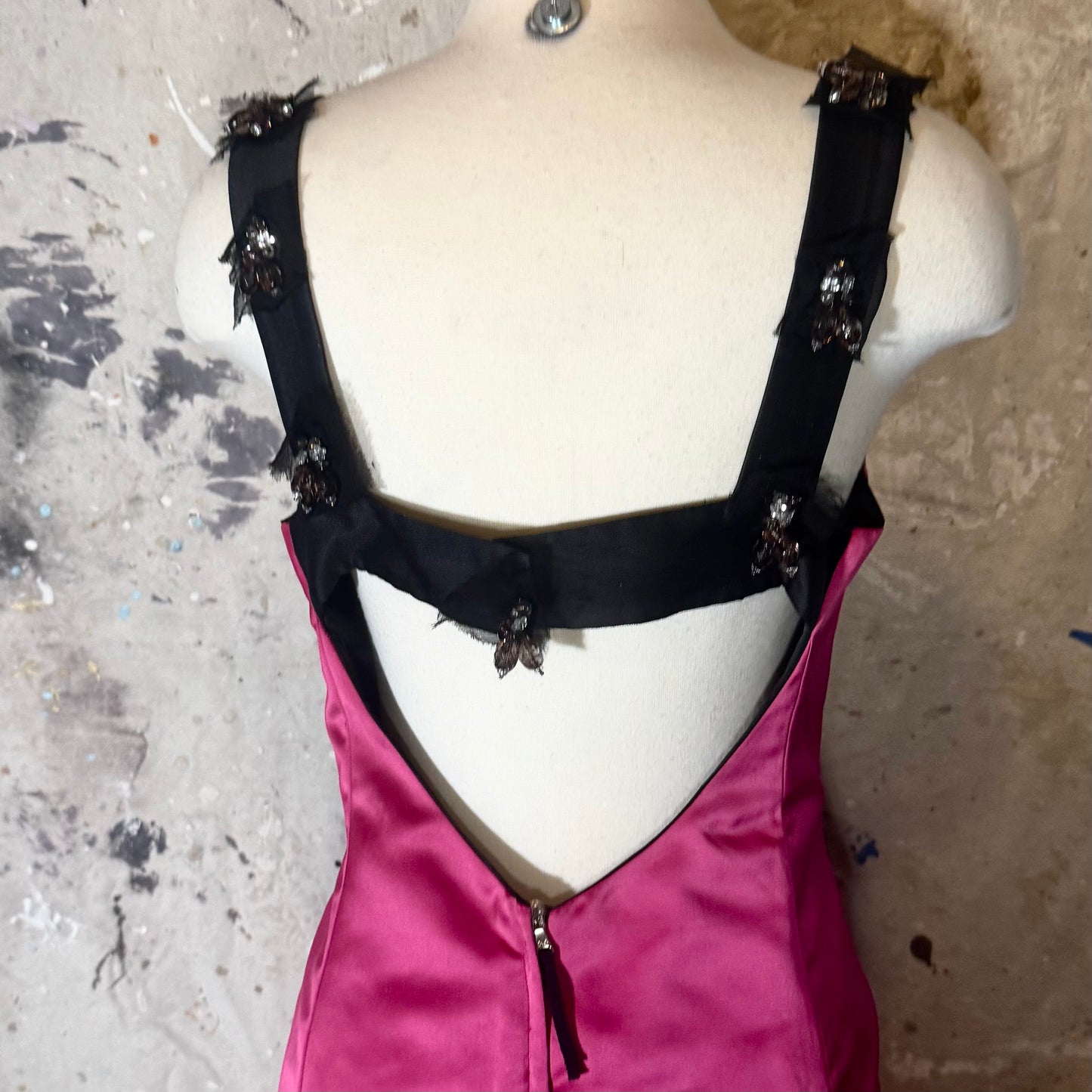 2000s D&G PINK LOW BACK BEADED SILK DRESS