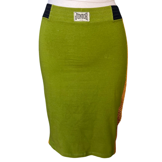 SS 1990 JEAN PAUL GAULTIER MESH BOXING LOGO JUNIOR SKIRT