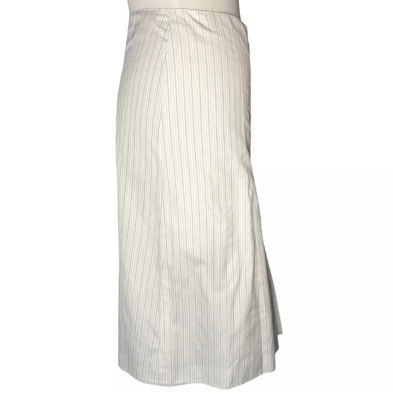 CHANEL 2001 CRUISE POPLIN STRIPE PLEATED SKIRT