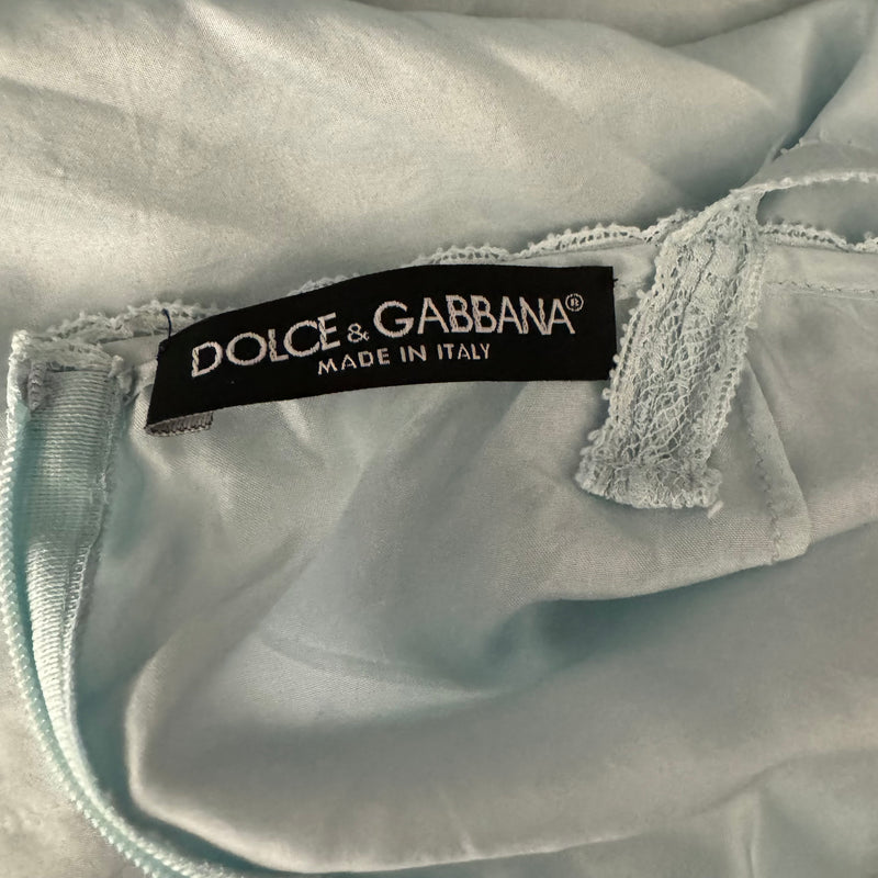 2000s DOLCE & GABBANA BABY BLUE SILK RUFFLE CAMISOLE