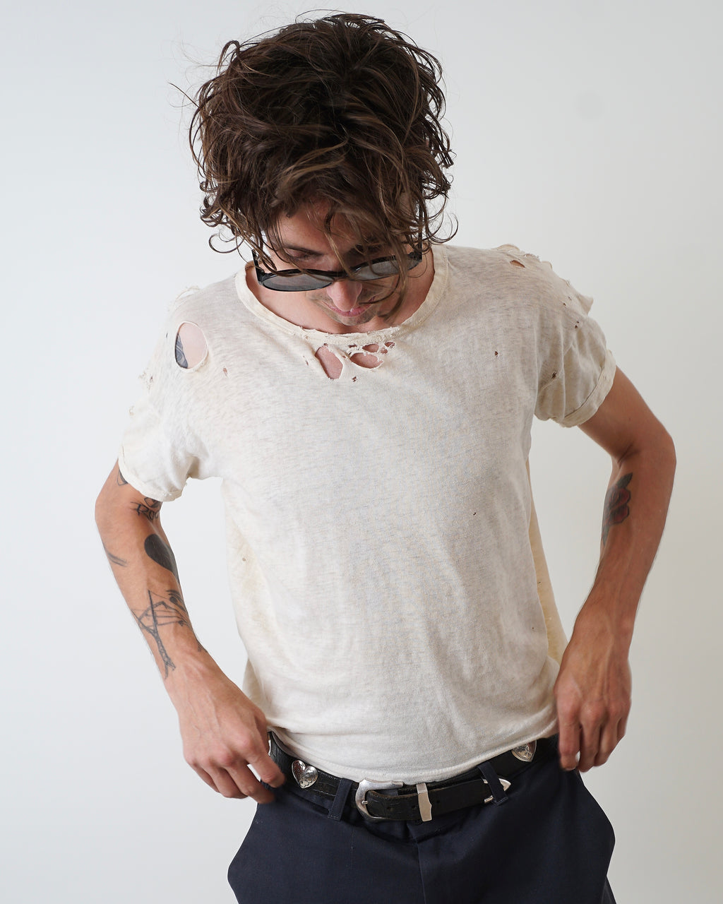 1930s White Distressed Tee