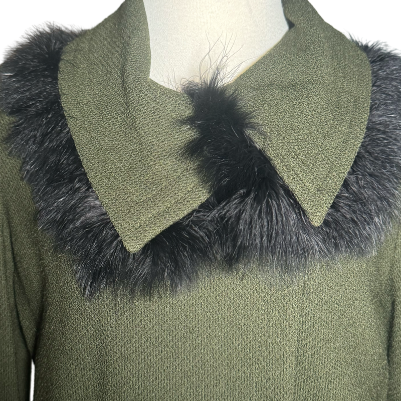 ST. JOHN COLLECTION OLIVE GREEN FEATHER JACKET