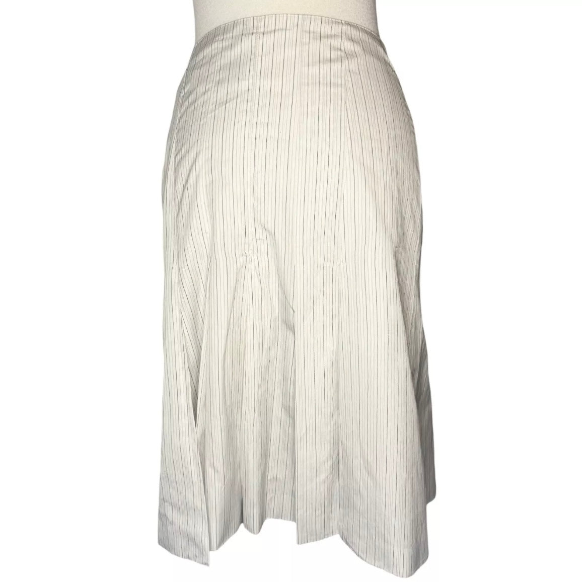 CHANEL 2001 CRUISE POPLIN STRIPE PLEATED SKIRT