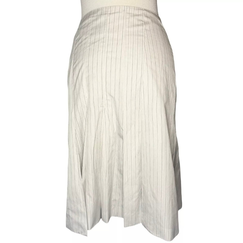 CHANEL 2001 CRUISE POPLIN STRIPE PLEATED SKIRT