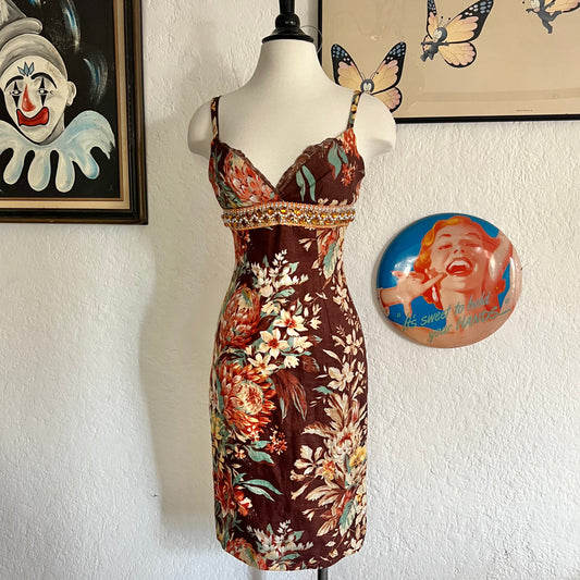 Dolce & Gabbana Crystal Floral Printed Dress