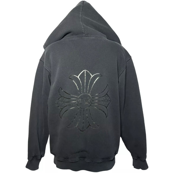 CHROME HEARTS THERMAL LINED ZIP HOODIE BLACK CH FLEUR PRINT