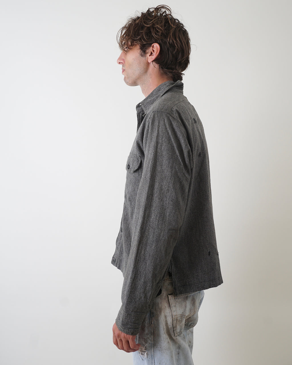 1940's Salt & Pepper Gray Hercules Chambray Work Shirt