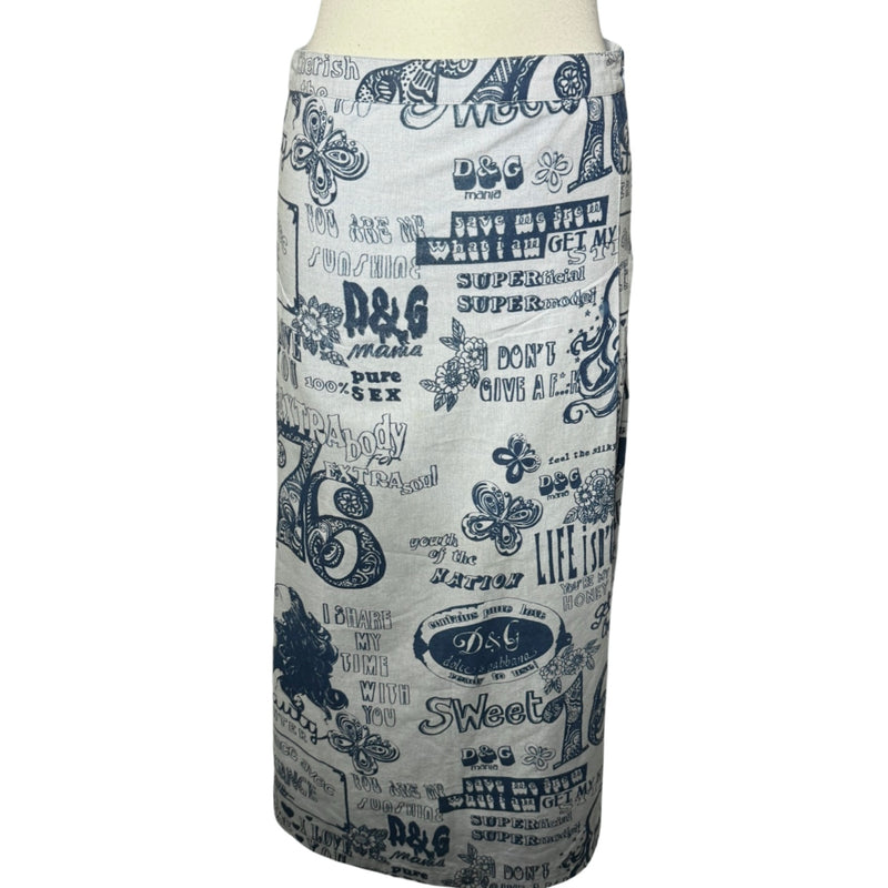 D&G HIPPIE ALL OVER PRINT WORD MAXI SKIRT