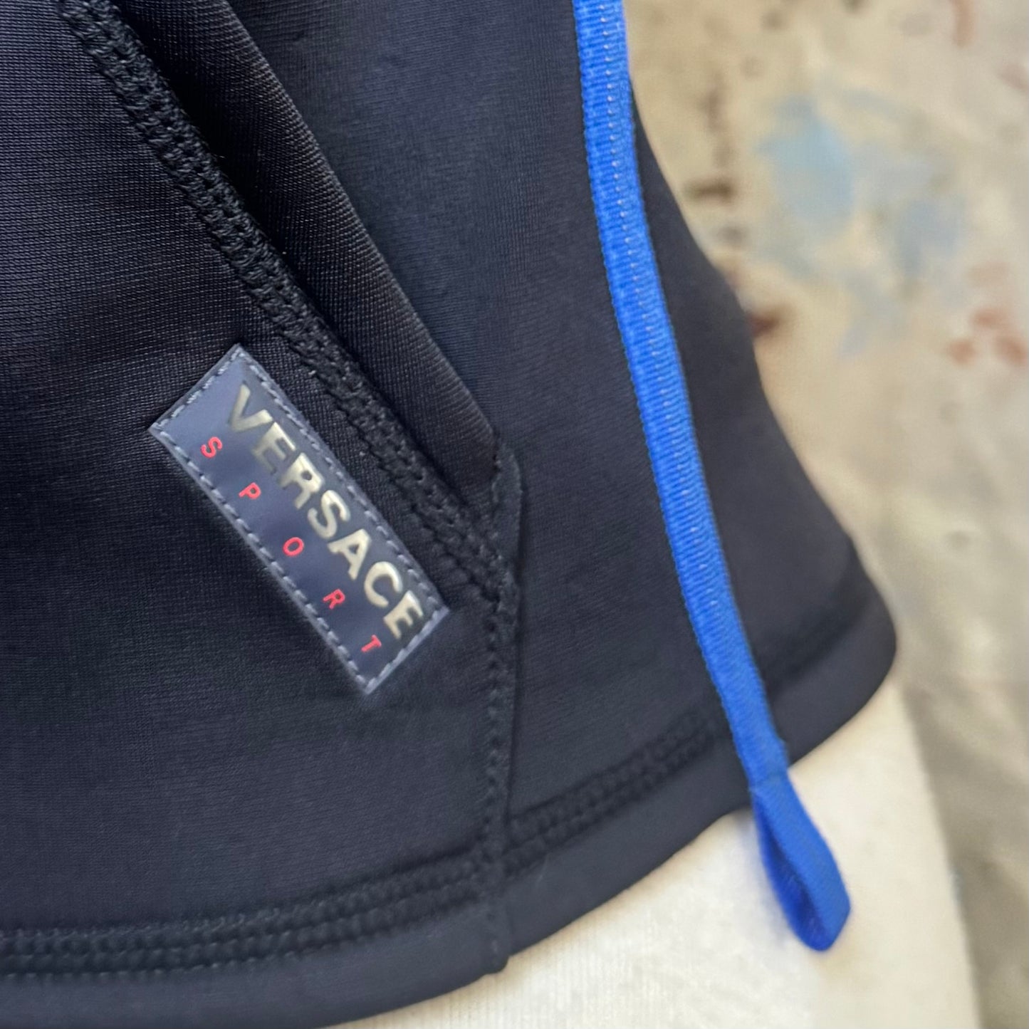 2000s VERSACE SPORT BLACK NEOPRENE ZIP HOODED VEST