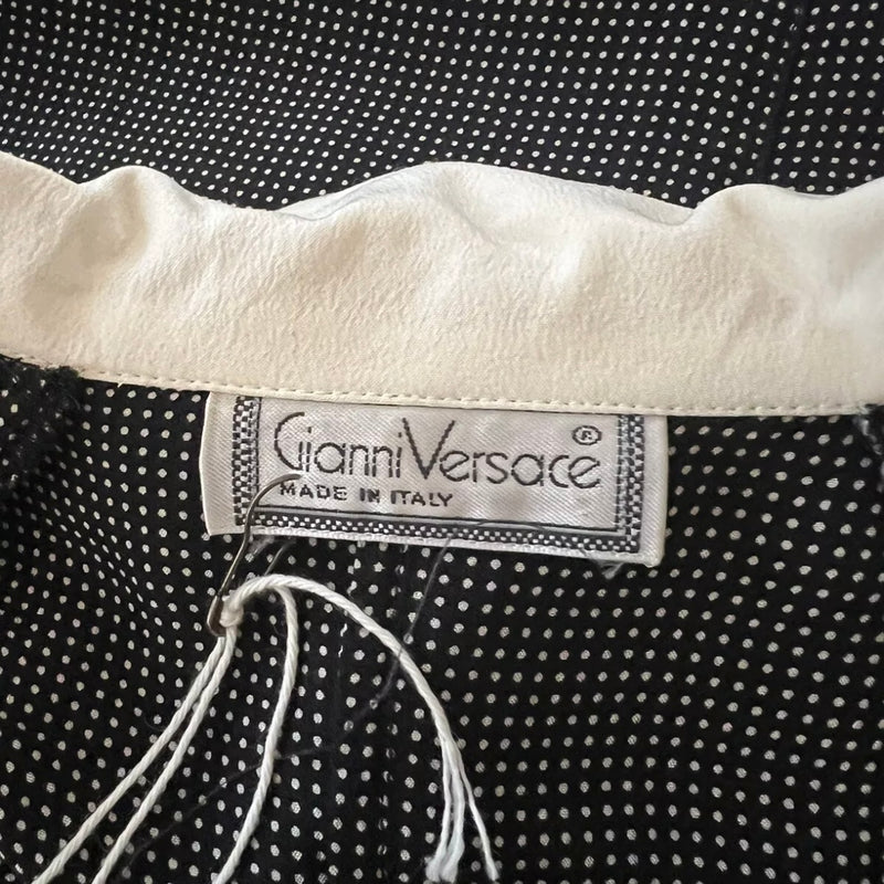 80s GIANNI VERSACE POLKA DOTTED SILK COLLARED SHIRT