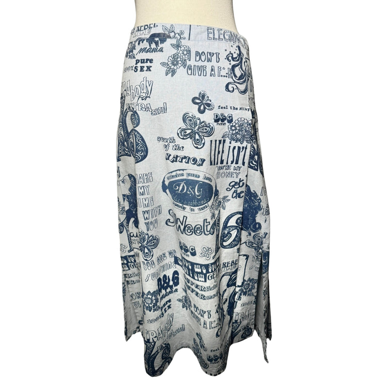 D&G HIPPIE ALL OVER PRINT WORD MAXI SKIRT