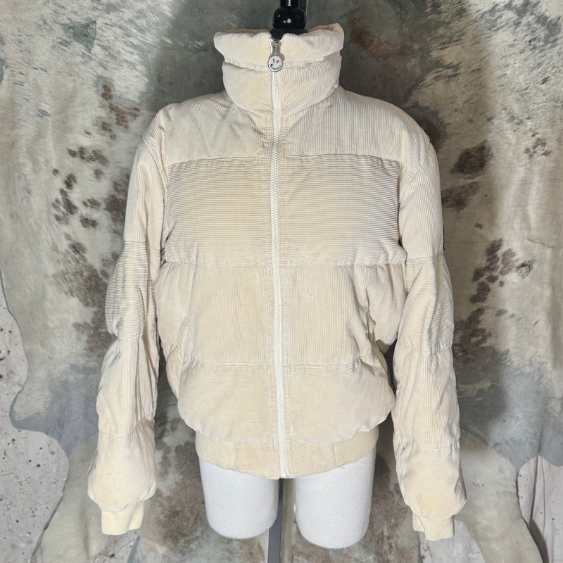 1970'S MONCLER CREAM DOWN CORDUROY PUFFER JACKET