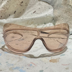 90's DEADSTOCK FUNK GERMANY TAN FRAMLESS SHEILD RAVE SUNGLASSES