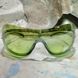 90's DEADSTOCK FUNK GERMANY GREEN FRAMLESS SHEILD RAVE SUNGLASSES