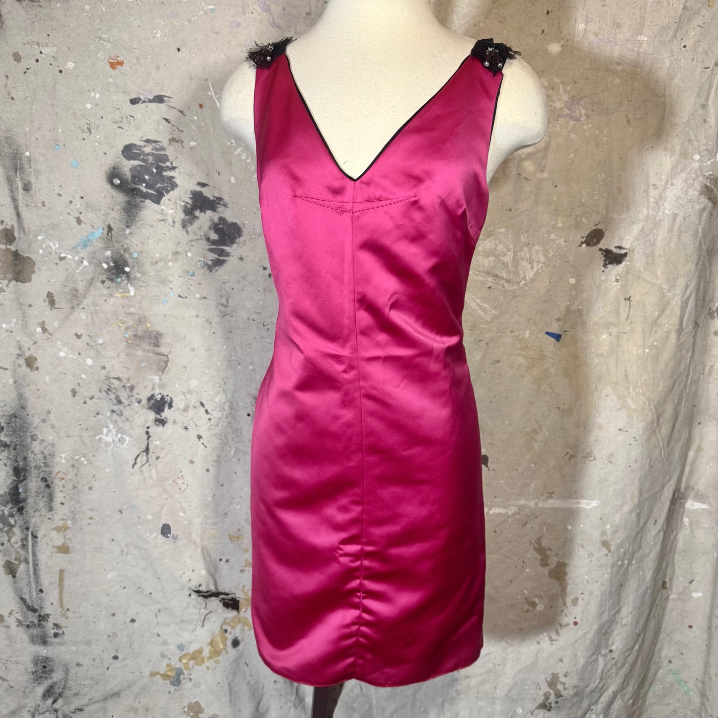 2000s D&G PINK LOW BACK BEADED SILK DRESS