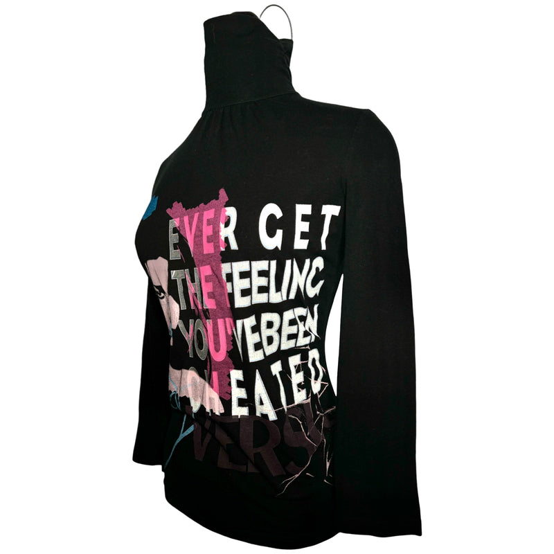 VERSUS EVER GET THE FEELING YOU'VE BEEN CHEATED GRAPHIC BACK CUTOUT TOP