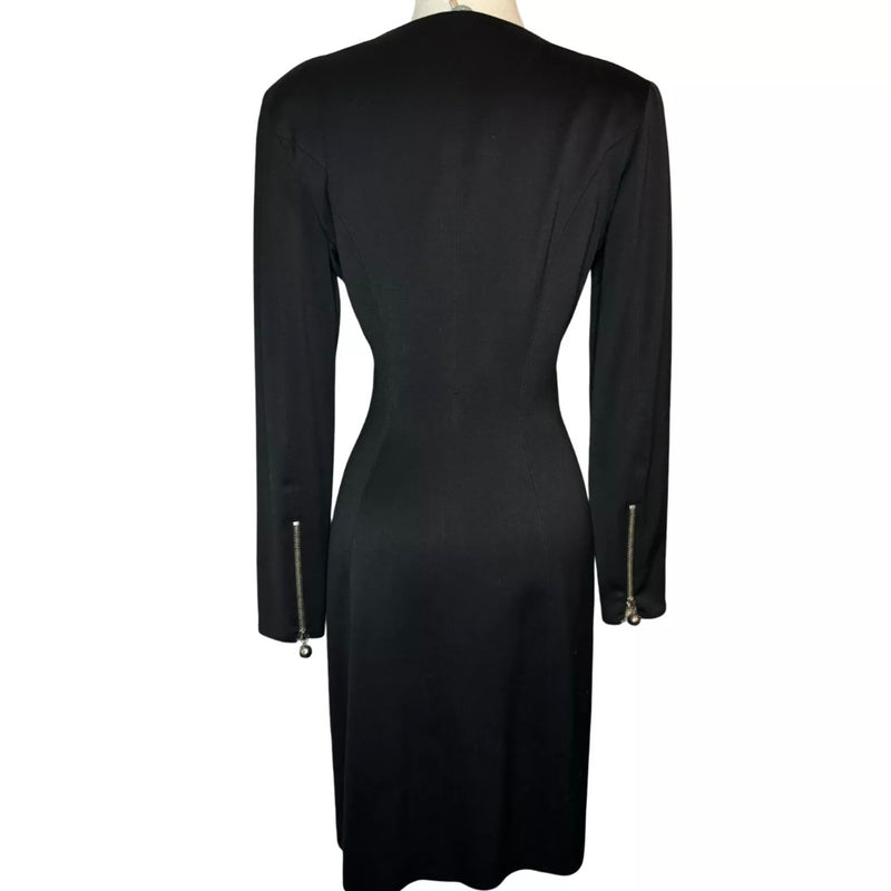 80s CLAUDE MONTANA DOUBLE FRONT ZIPPER LONG SLEEVE DRESS