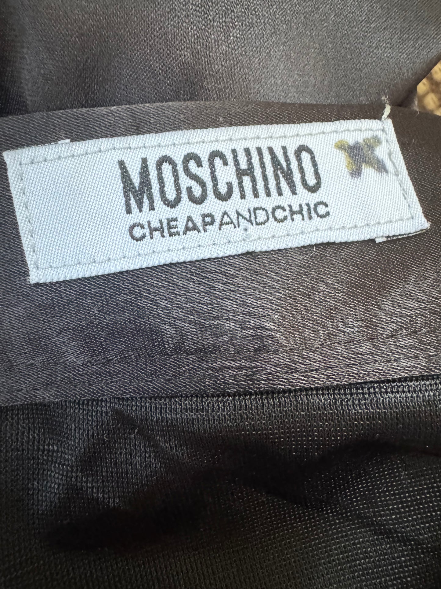 MOSCHINO CHEAP AND CHIC 2010 RUNWAY RUCHED BOTTOM TIE BLACK PENCIL SKIRT - 6