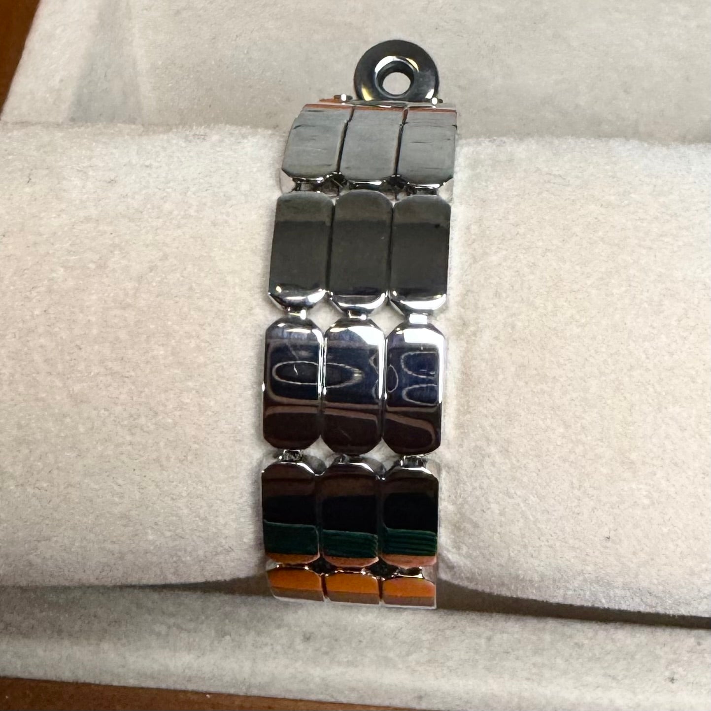 HERMES STAINLESS SILVER KELLY WATCH LINK BRACELET