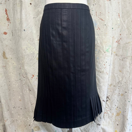 2005 CHRISTIAN DIOR GALLIANO ERA PLEATED PINSTRIPE PENCIL SKIRT