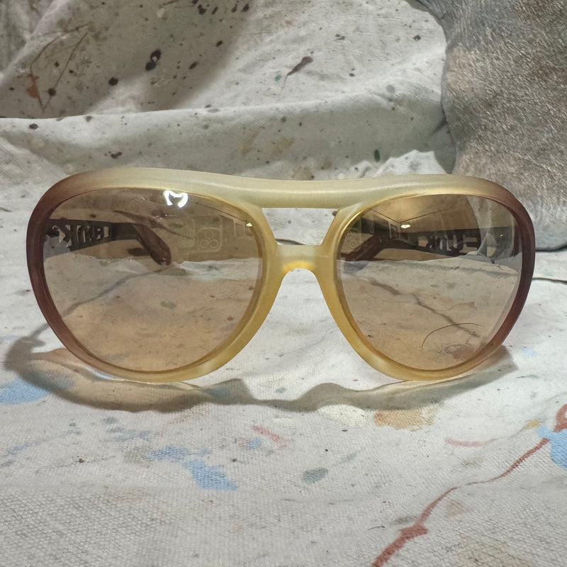 90s DEADSTOCK FUNK GERMANY OVAL AVIATOR HORNY OVERSIZED SUNGLASSES