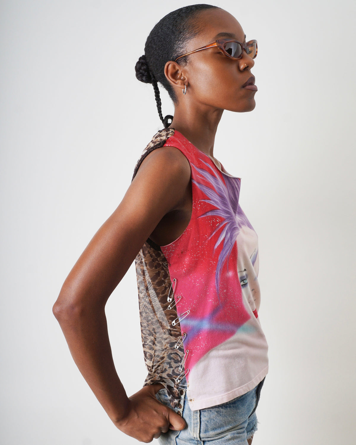 AW 2001 D&G PUNK AIRBRUSH LEOPARD SAFETY PIN TANK