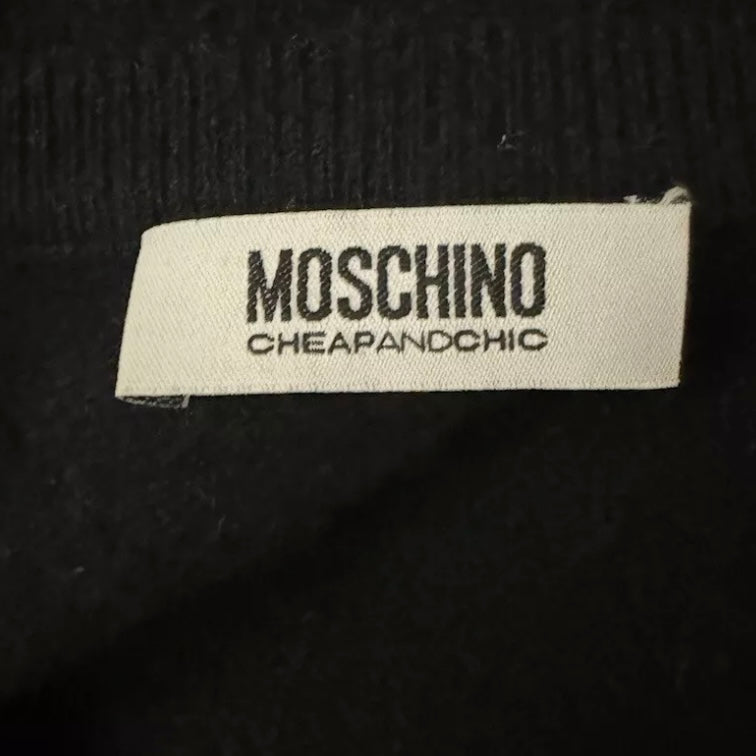 MOSCHINO CA$HMERE BLACK & PINK CARDIGAN